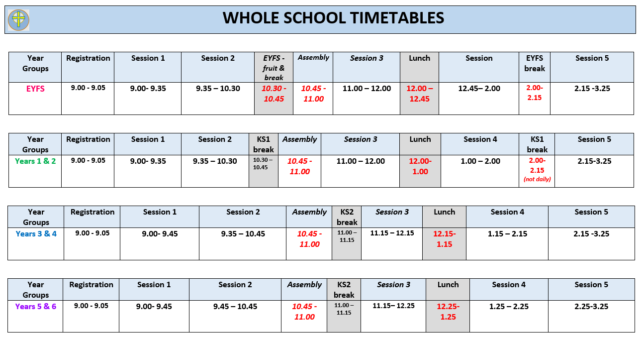 SCHOOL TIMETABLES